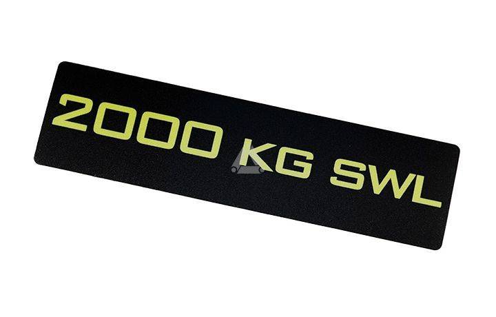 2000kg SWL, model 2007 sticker