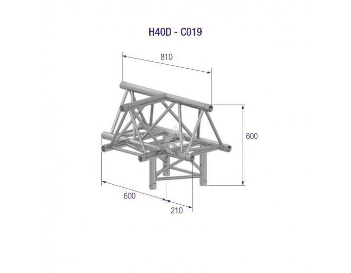 H40D-C019-TRIANGLE 40 4-WAY T-JOINT AU