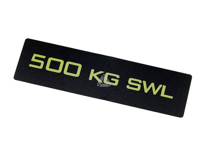 500kg SWL, model 2007 sticker