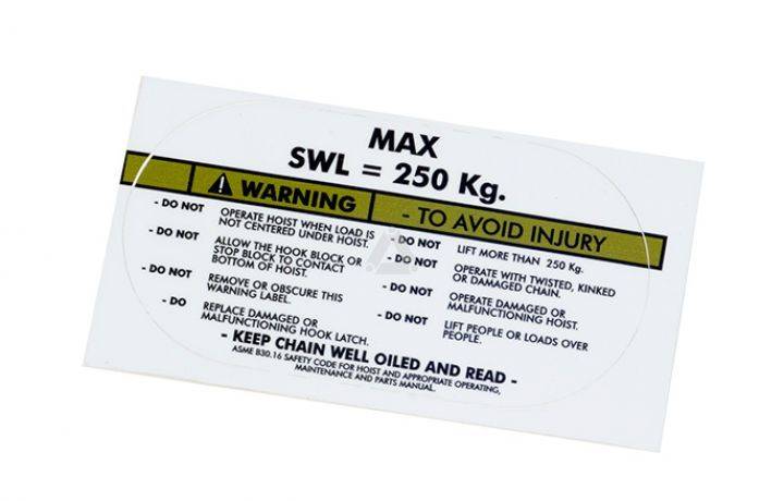 5000kg SWL warning sticker