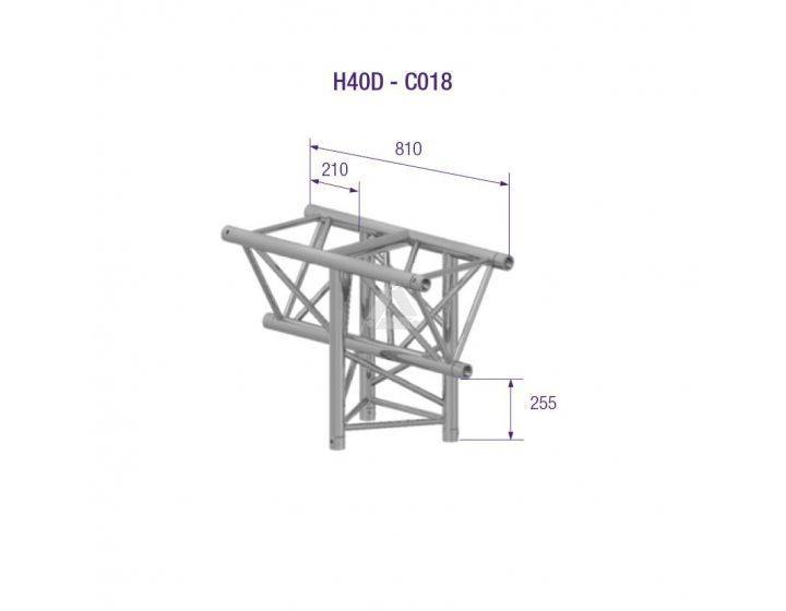 H40D-C018-TRIANGLE 40 3-WAY T-JOINT VERT
